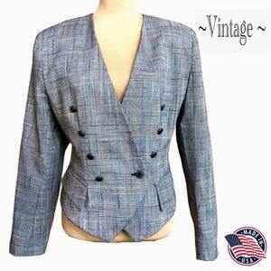 Vintage Glen Plaid Fitted Cropped Lined Blazer (11/12)